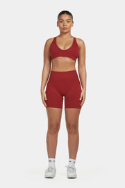 Seamless Sculpt Ribbed Contour Shorts | Cherry Spice