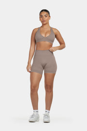 Seamless Sculpt Ribbed Contour Shorts | Khaki