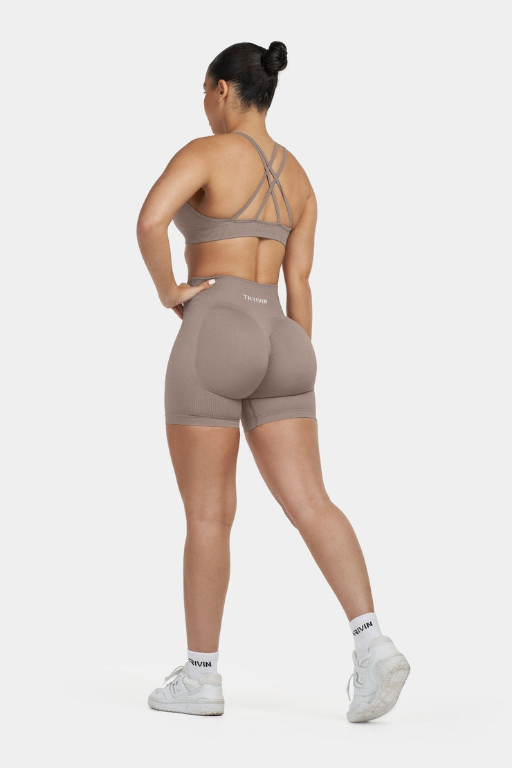 Seamless Sculpt Ribbed Contour Shorts | Khaki