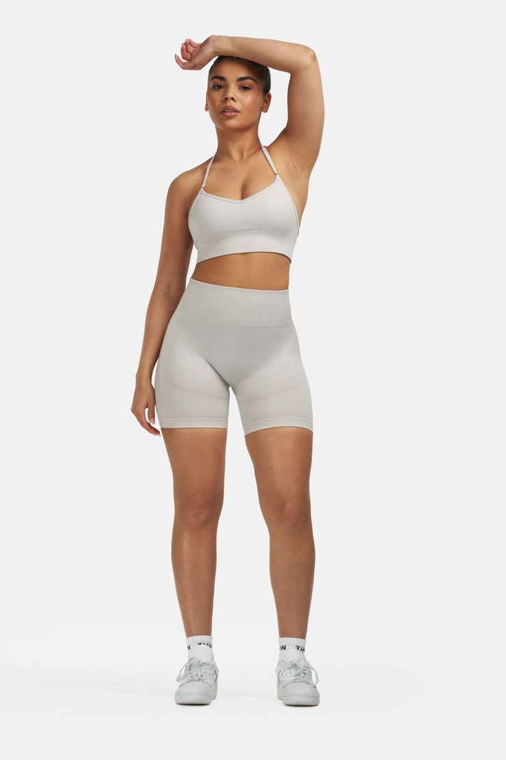 Seamless Sculpt Ribbed Contour Shorts | Stone Grey