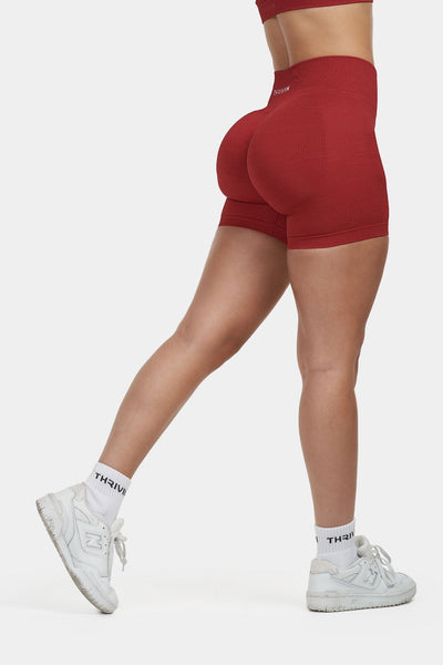 Seamless Sculpt Ribbed Contour Shorts | Cherry Spice